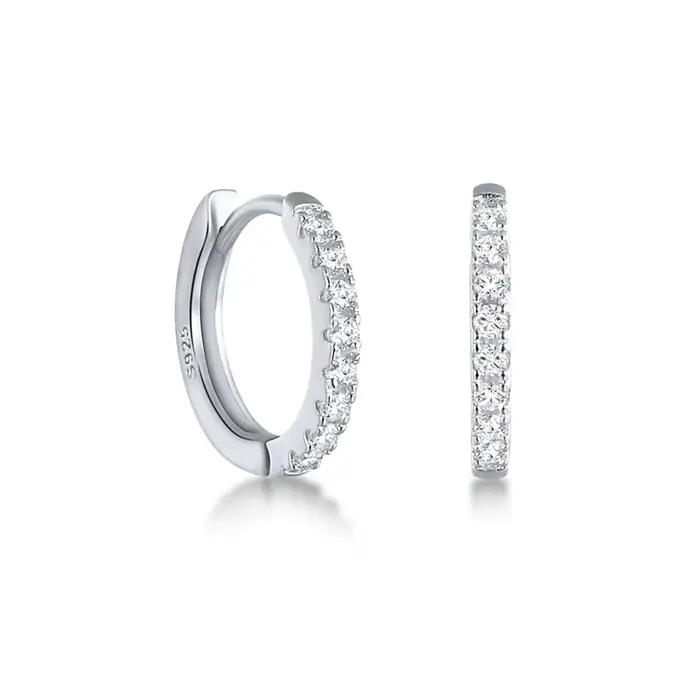 Boucles d'oreilles créoles en argent Sterling 925 avec strass et cristal pour femmes et filles, bouc