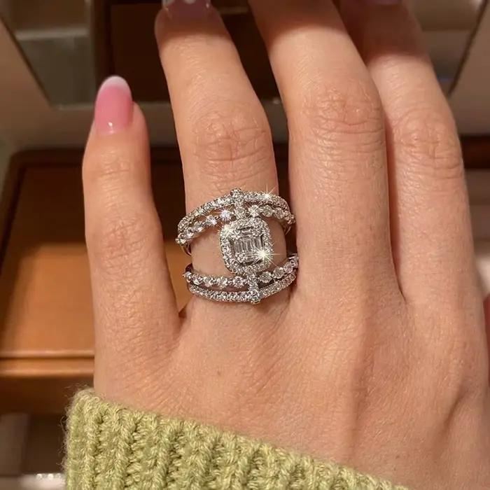 Bague en Cuivre Style Rococo Français Antique avec Zircon Cubique pour Femme