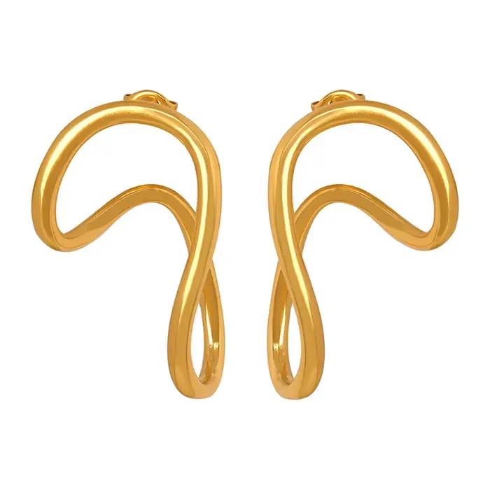 Boucles d'oreilles géométriques en acier inoxydable plaquées or 18 carats pour femmes style moderne minimaliste occasions spéciales