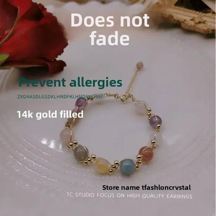 Dreams Come True Niche Perles tissées colorées Bracelet multi-cristal mixte Naturel Lucky Allegory Cadeau de prière pour bijoux pour femmes