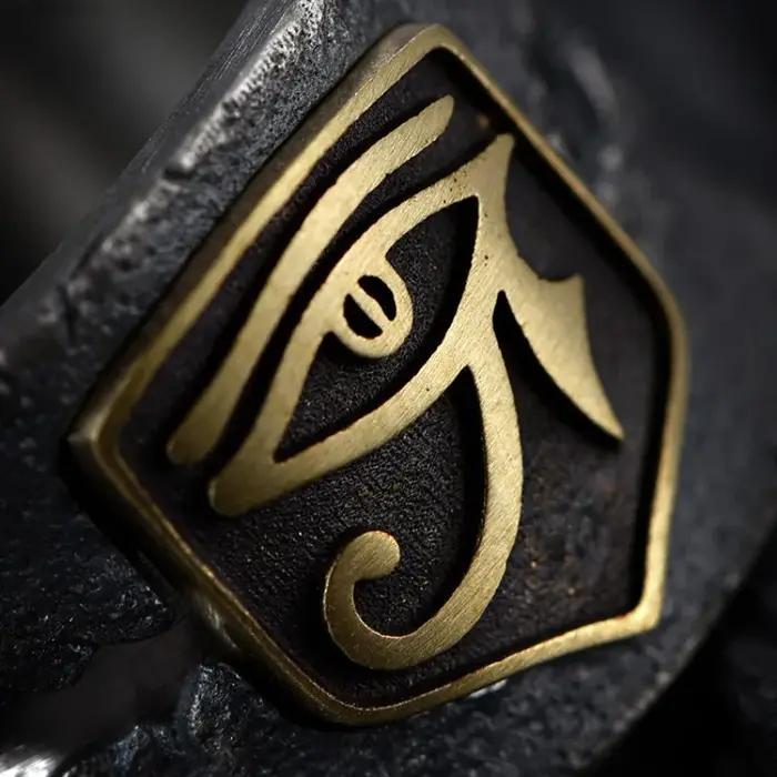 Bague Oeil d'Horus réglable pour hommes alliance de mariage style classique symbole égyptien tracker d'humeur occasions spéciales fête anniversaire cadeau
