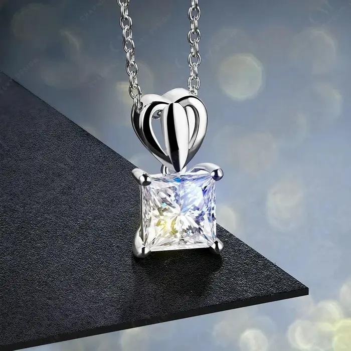 CHARMING 2025 Moissanite colliers pendentif créé saphir améthyste S925 argent pour les femmes avec certifié bijoux de mode cadeaux