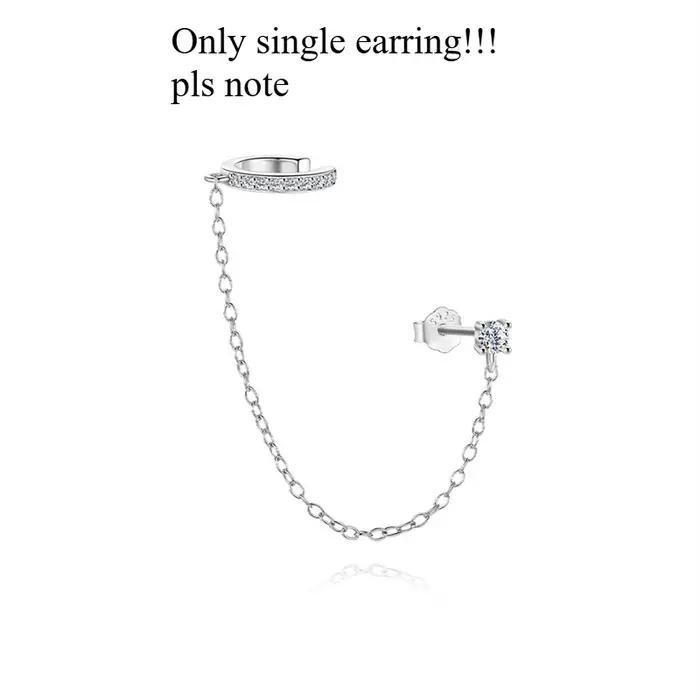 Boucle d'oreille à clip Smyoue avec pampille unique en moissanite pour femme