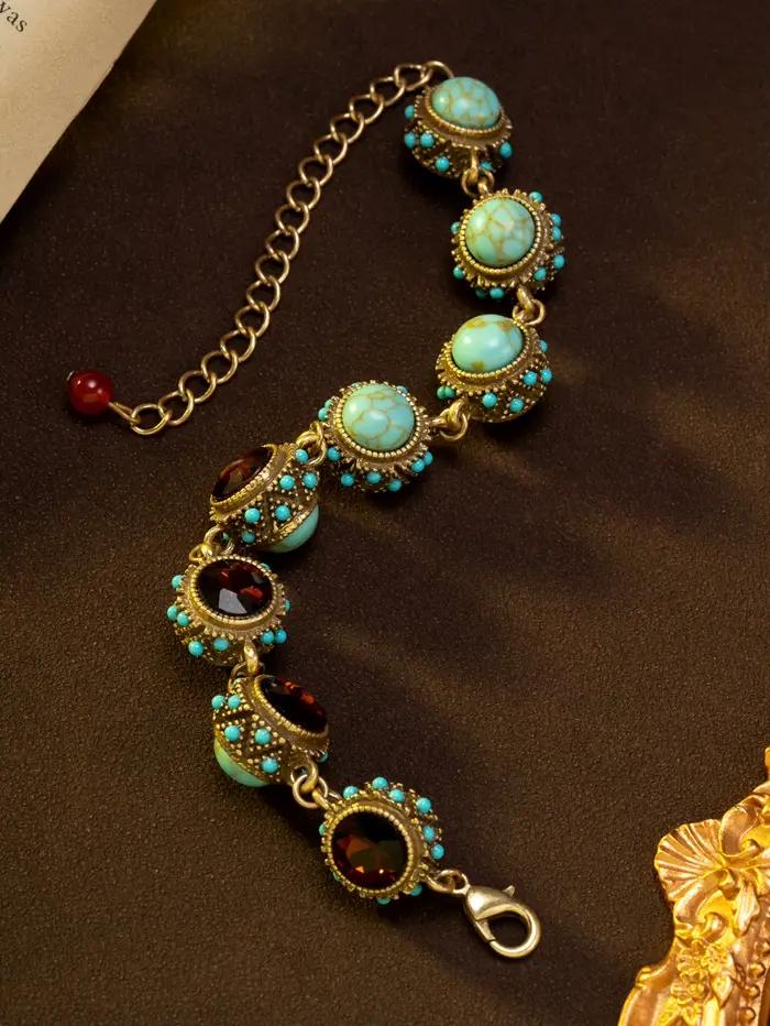 Collier en zirconium turquoise KEQIU, un collier léger, luxueux et élégant. Collier vintage turquois