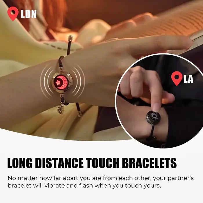 Bandeau Lumineux et Vibrant à Distance Totwoo Cadeau pour Couples Relations à Distance Bracelet Intelligent Soleil et Lune Amour
