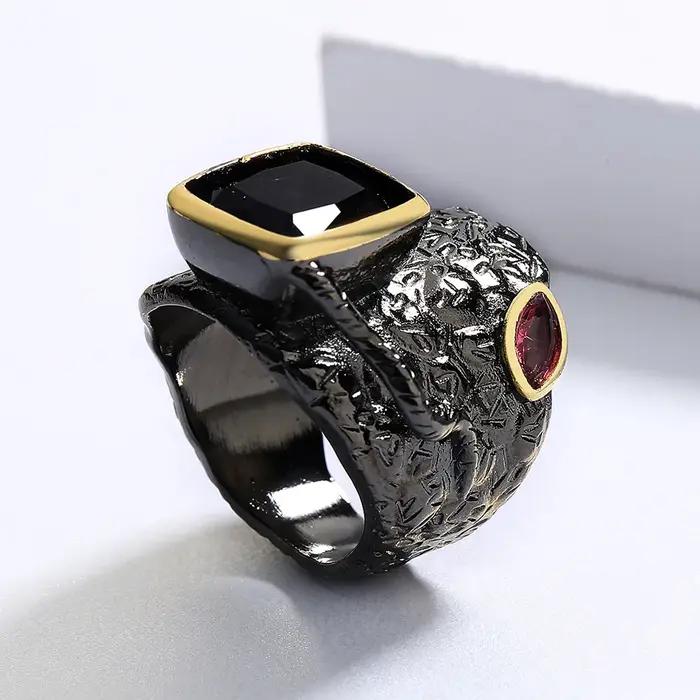 Bague Incrustée Violette Zirconium Croix Fin Bijou Fins Italiens Nouvelle Mode Engagement Pour Hommes Femmes Occasions Spéciales