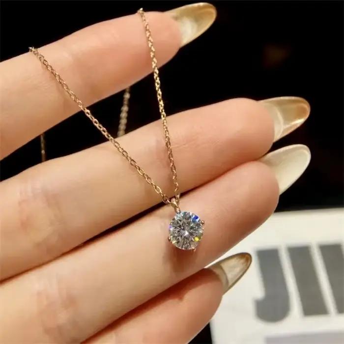 Collier en argent sterling 925 avec pendentif zirconium blanc romantique pour femmes occasions spéciales cadeau de luxe
