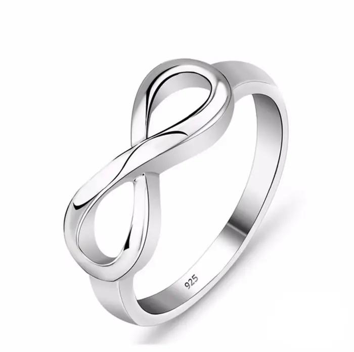 Bague éternité couleur argent pour femme, bijoux à la mode, breloques, amour sans fin, symboles, cad