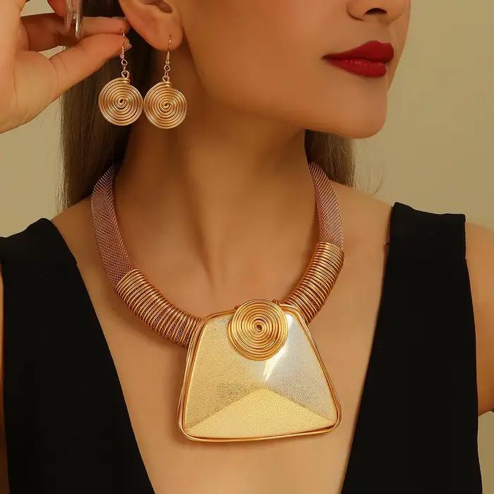 Ensemble de bijoux en résine et fil d'aluminium tressé pour femmes, idéal pour les soirées et les occasions spéciales