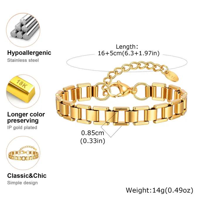 Bracelet chaîne pour femmes en acier inoxydable or non allergique avec gravure personnelle pour occasions spéciales et style bohème