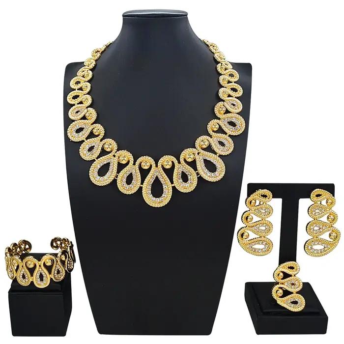 Ensemble de bijoux de haute couture en plaqué or et argent pour femmes et unisexe occasions spéciales engagement soirée festive