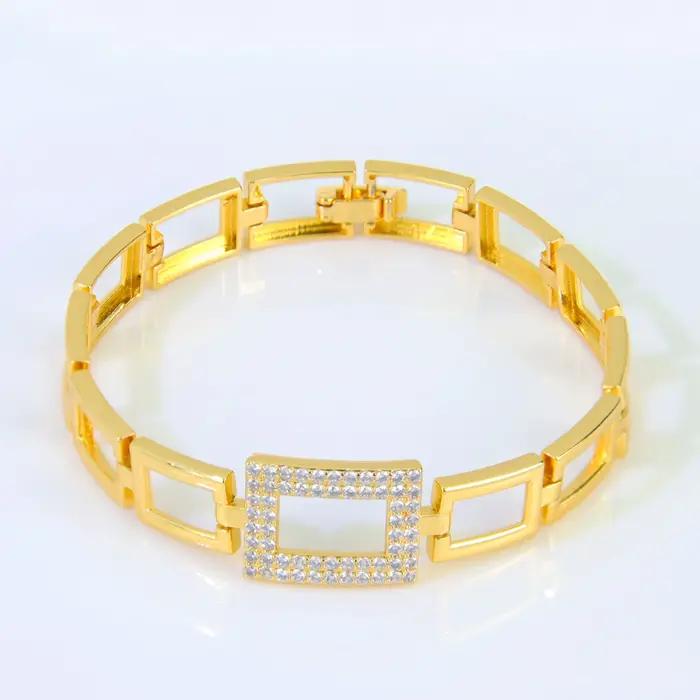 Bracelet de Cocktail en zircone plaqué or 21 carats, mode italienne, chaînes à main à breloques géom