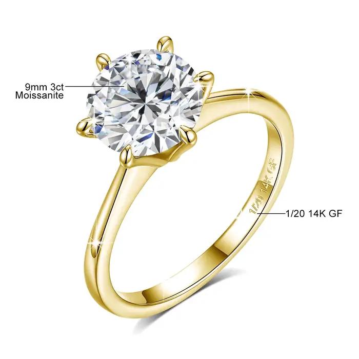 Bagues de fiançailles et de mariage solitaires en or 14 carats