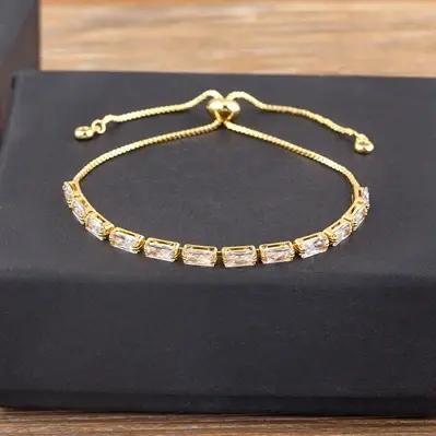 Nidin haute qualité cristal lien chaîne Bracelet pour femmes mode bijoux de mariage Pulseras mujer 7 couleurs Bracelet réglable cadeau