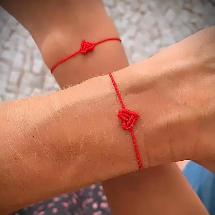 Bracelet en forme de cœur, style bohème, réglable, pour couple, bracelet d'amitié tressé, 1 pièce