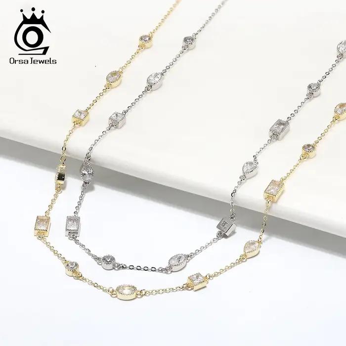Collier ras du cou en or 14 carats serti de zircone 4A forme carrée et ovale bijoux d'anniversaire pour femme rencontres quotidiennes mariage