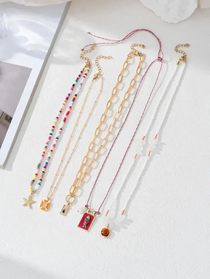 Collier pour femmes-pendentif superposé plaqué or 18 carats