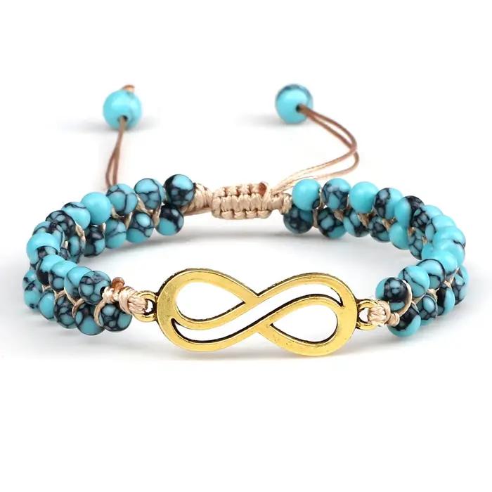Bracelet de perles d'arbre de vie pour femmes, pierre naturelle, perles mala, bracelets tressés faits à la main, méditation d'ami, bijoux de guérison Reiki
