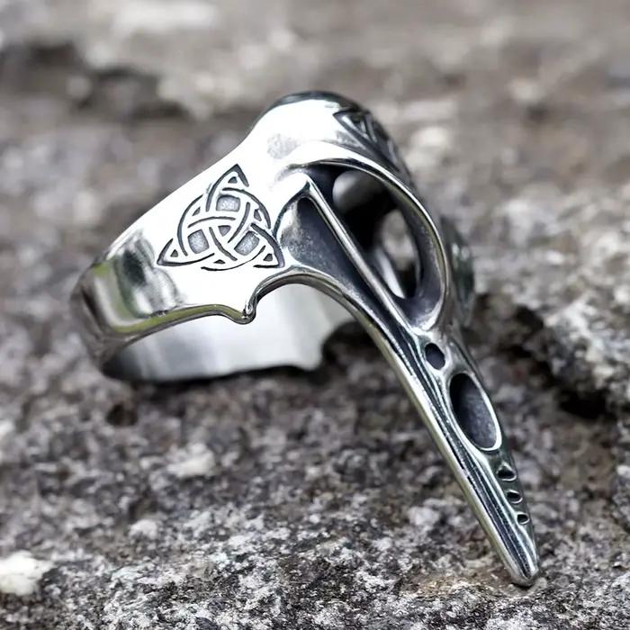 Bague Totem Vintage à nœud celtique pour hommes, mythologie nordique, guerrier Viking, tête de corbeau, bijoux dominateurs à la mode, cadeau, 2023