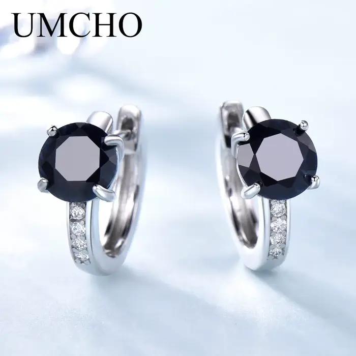 Boucles d'oreilles rondes à Clip noir, en argent Sterling 925, cadeau d'anniversaire pour femmes, 2025