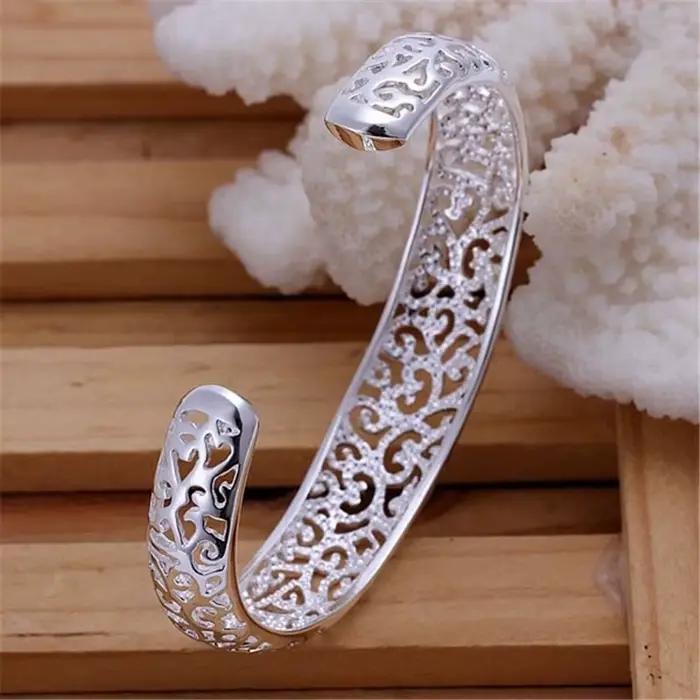 Bracelet ouvert en argent Sterling 925 pour femmes et filles, mignon, cadeau préféré, breloque rétro, bijoux circulaires exquis à la mode