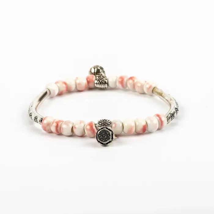 Bracelets élastiques en perles de céramique pour femmes