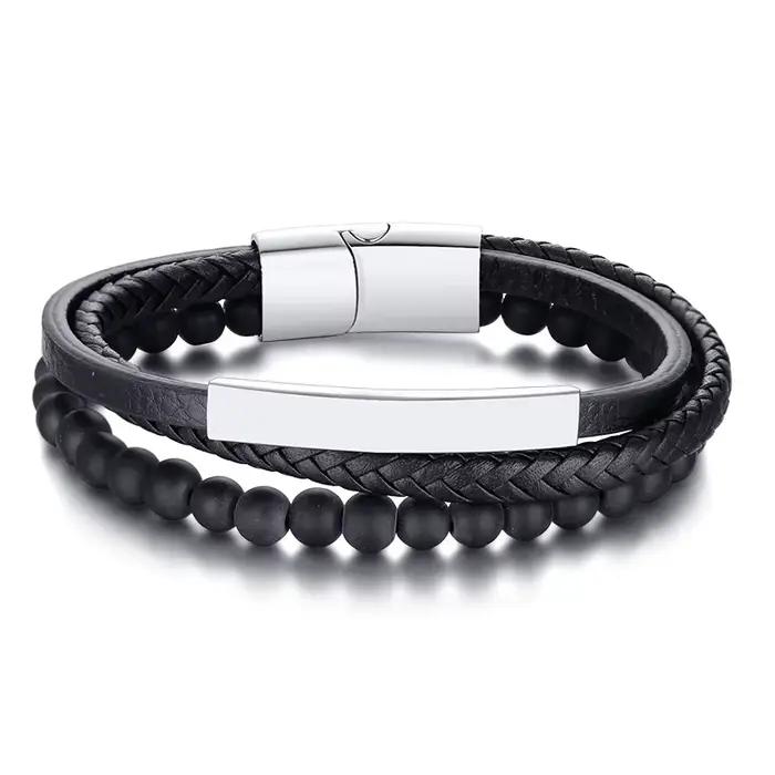 2020 bohème Bracelet à breloques Bracelet en cuir perlé hommes Chakra oeil de tigre Bracelet pour ho