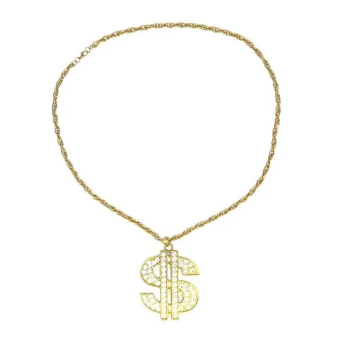 Collier en alliage avec symbole d'argent étincelant 39BB, bijoux Costume Vintage pour les spectacles rue