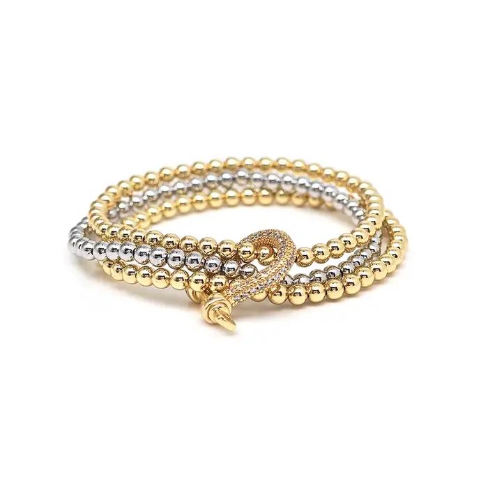 KKBEAD Bracelet empilable bijoux pour femmes 18K plaqué or perles élastique Pulseras cadeau zircone Bracelets porte-bonheur