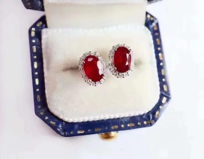 Bijoux de fête pour femmes, boucles d'oreilles de luxe en rubis naturel et véritable, en argent 100%, nouvelle collection 925