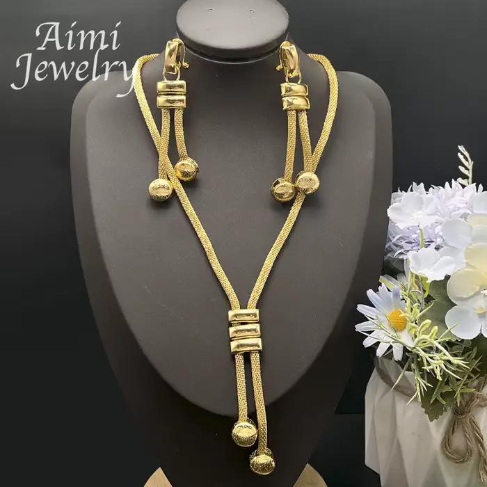 Ensemble de bijoux plaqués or 24 carats pour femmes