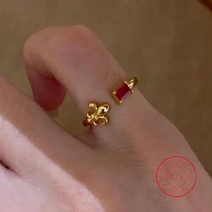 Bague Pinky en or Iris rubis de Style Royal pour femmes
