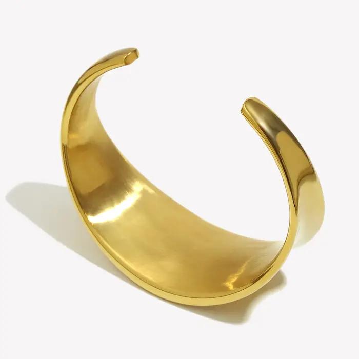 Bracelet de Manchette E.B.belle en Acier Inoxydable Plaqué Or 18K pour Femmes Occasions Spéciales Élégance Moderne Sophistication