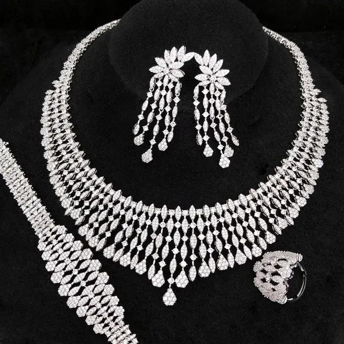 Ensemble de bijoux GODKI en oxyde de zirconium pour mariage et occasions spéciales femme bracelet bague collier boucles d'oreilles élégants