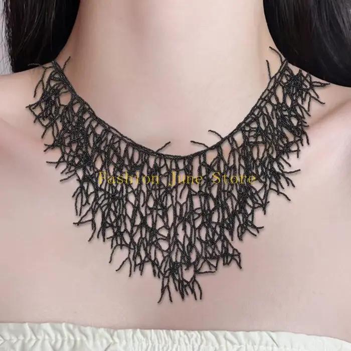 N5KA – collier en corail tissé à main, accessoire bijoux polyvalent pour dames