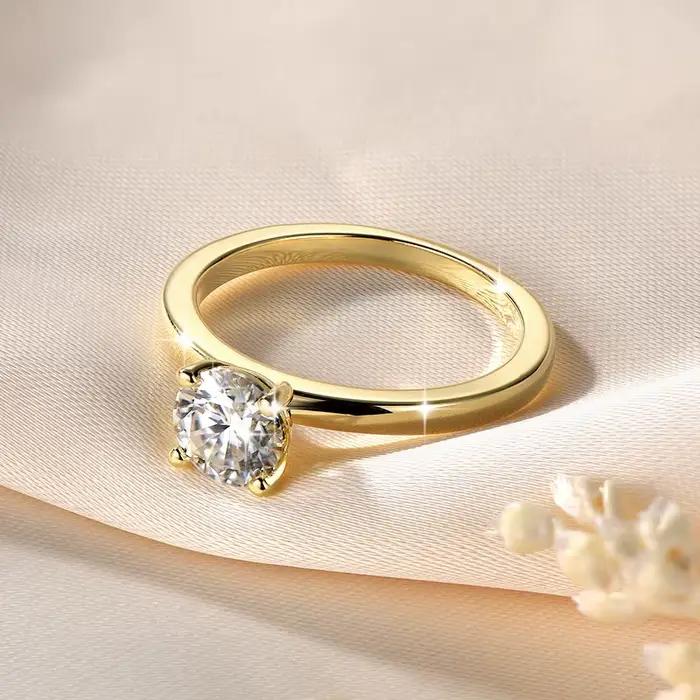 IOGOU – bague solitaire en diamant Moissanite 1.0CT 6.5MM