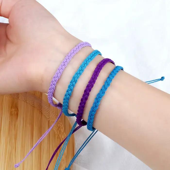 Bracelets bohème en fil de cire tissé à la main pour femmes et hommes, tressés à la main, à breloques réglables, bijoux d'amitié