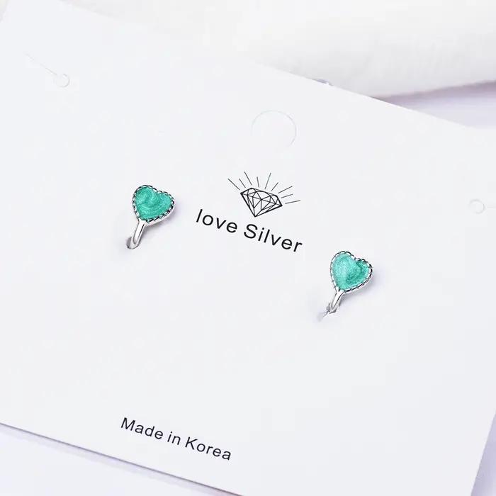 Boucle d'oreille clip coeur en argent 925 pour enfants