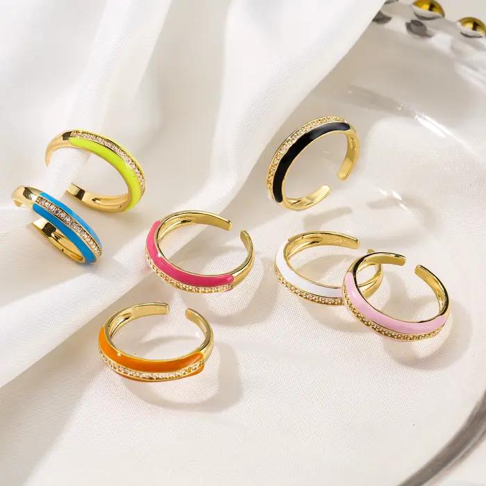 Bague mignonne en laiton plaqué or 18 carats pour femmes
