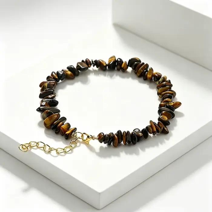 Bracelet de cheville bohème en pierres naturelles