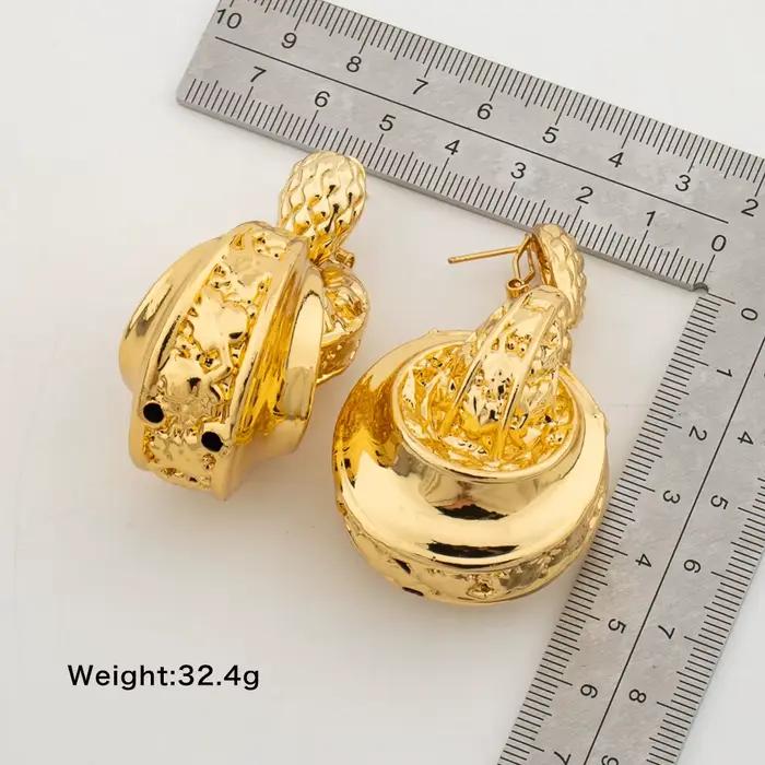 Grandes boucles d'oreilles rondes pour femmes et filles, grand cercle géométrique, bijoux pendants, cadeau de fête de mariage, couleur or, accessoires bijoux