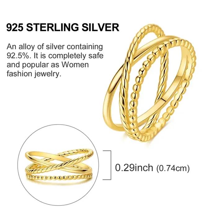 Bague Suster originale en argent Sterling 925 doré pour femmes et filles