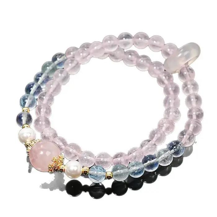 Xinghe diamant cassé haute qualité aigue-marine naturelle cristal Bracelet femmes cheval poudre coquille perle chaîne à main haut de gamme cadeau