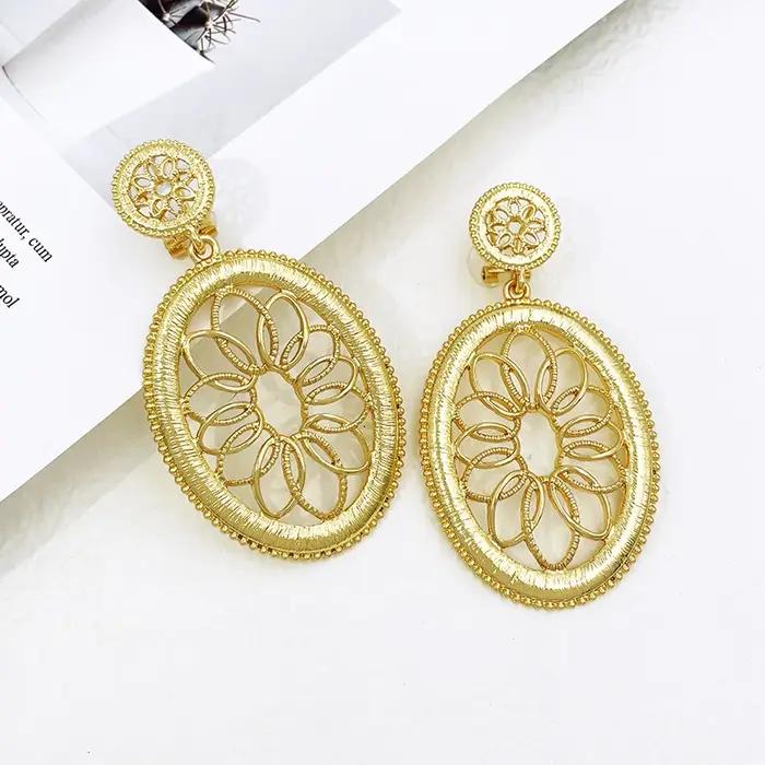 Boucles d'oreilles pendantes plaquées or 18 carats pour femmes