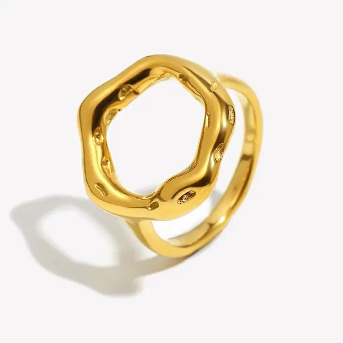 E.B.belle-Bague en titane plaqué or pour femme