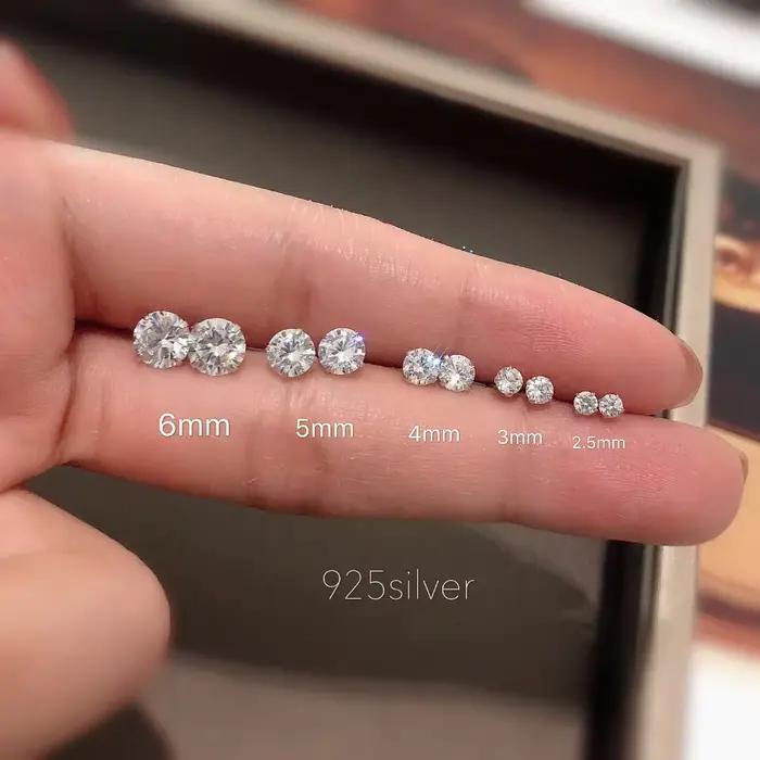 Boucles d'oreilles à clous en argent sterling 925 avec pierres de zirconium blanc pour femmes, bijoux élégants et durables pour occasions spéciales