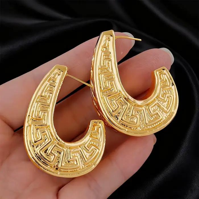 Boucles d'oreilles couleur or pour femmes, en laiton plaqué or 18 carats, style vintage, bijoux doré