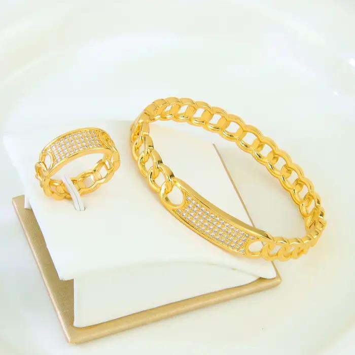 Ensemble de bijoux brésiliens en zircone plaqué or 21 carats
