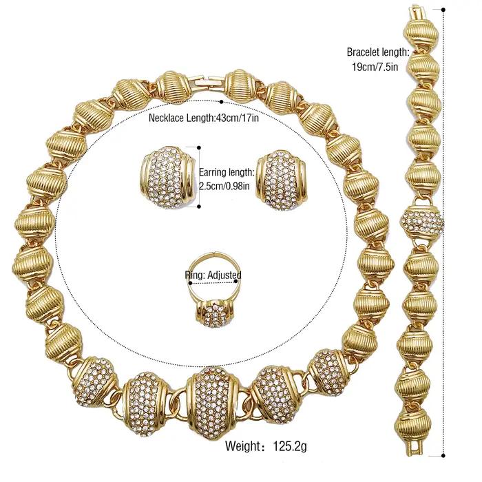 Ensemble de bijoux arabes plaqué or 18 carats pour femme