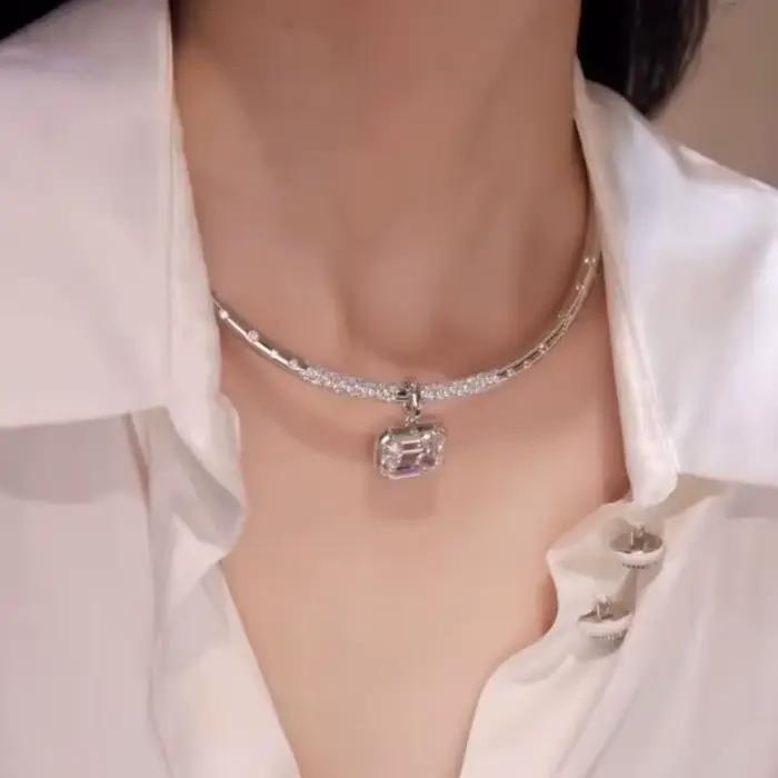 Collier pendentif couples en argent regardé 925 pur pour femme, colliers de la présidence, tendance féminine, commentaires, 2024